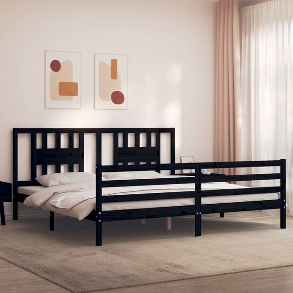 vidaXL Bed Frame without Mattress Black 200x200 cm Solid Wood