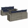 vidaXL 7 Piece Garden Sofa Set with Cushions Grey Poly Rattan Acacia