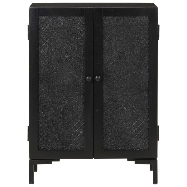 vidaXL Sideboard Black 55x30x77 cm Solid Wood Mango and Iron