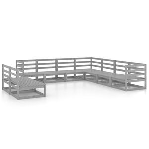 vidaXL Garden Lounge Set | Grey | Solid pinewood | 9-piece set | Modular