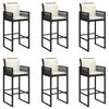 vidaXL 7 Piece Garden Bar Set with Cushions Black Poly Rattan Acacia
