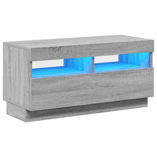 vidaXL TV Cabinet with LED Lights Grey Sonoma 80x35x40 cm