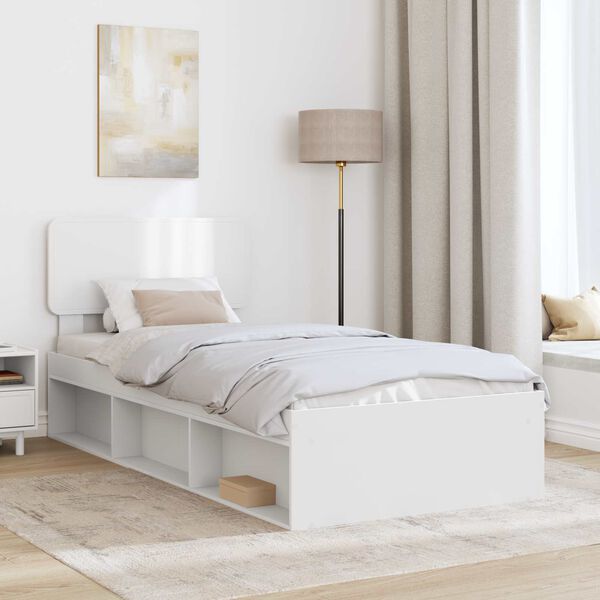 vidaXL Bed Frame with Headboard White 90 x 190 cm Solid Pine Wood