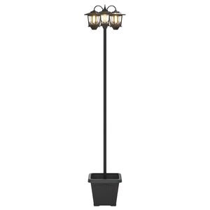 vidaXL 3-Head Lamp Post with Planter Black 32 x 32 x 188 cm