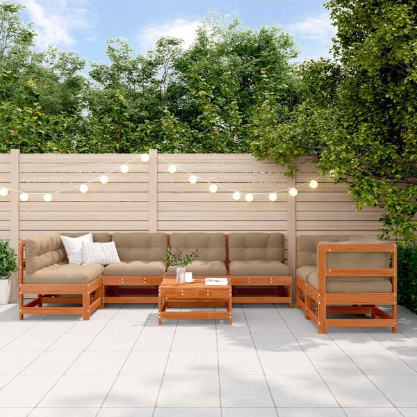 vidaXL Garden Lounge Set 8 pcs Wax Brown Solid Pine Wood