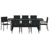 vidaXL Garden Dining Set 9 pcs Black Poly Rattan