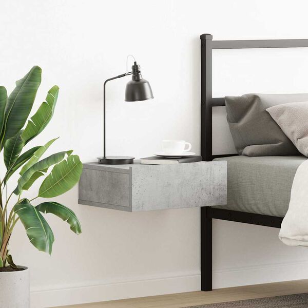 vidaXL Floating Nightstand Concrete Grey 40x30x15 cm Engineered Wood