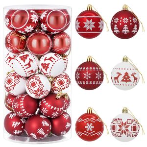 vidaXL Christmas Ball Set 30 pcs Red and White &Oslash; 6 cm Plastic