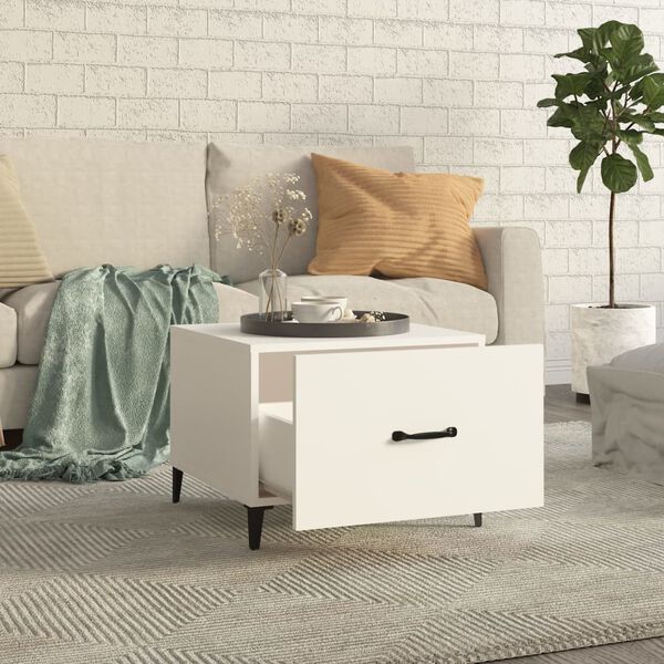 vidaXL Coffee Table with Metal Legs 2 pcs White 50x50x40 cm