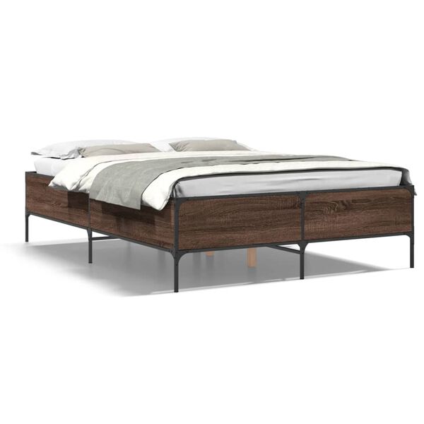 vidaXL Bed Frame without Mattress Brown Oak 120x200 cm