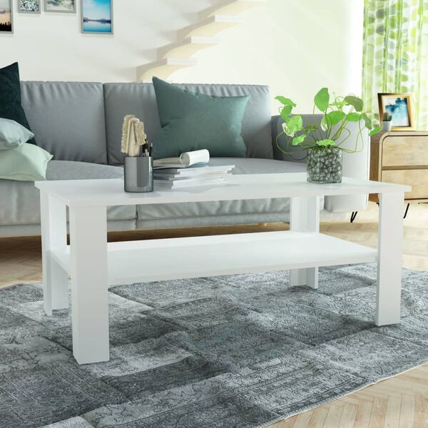 vidaXL Coffee Table Engineered Wood 100x59x42 cm White