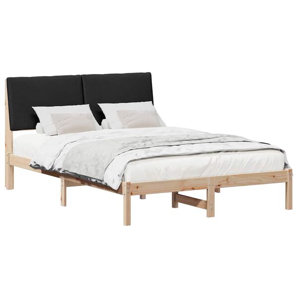 vidaXL Bed frame Brown and black 140 x 190 cm Solid pine wood
