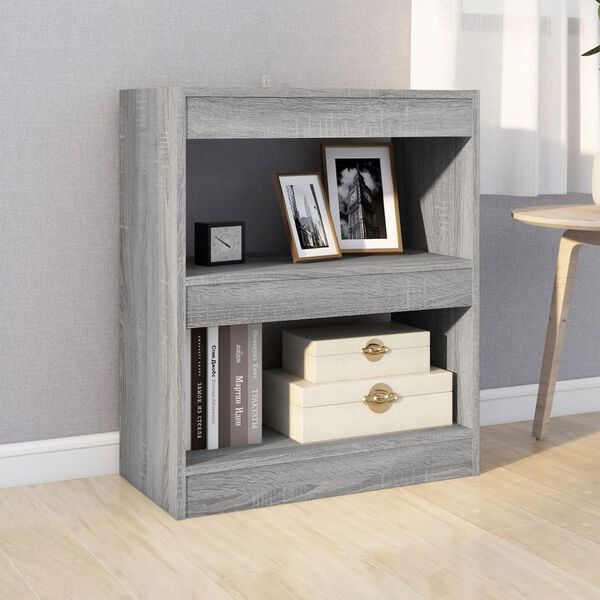 vidaXL Book Cabinet/Room Divider Grey Sonoma 60x30x72 cm