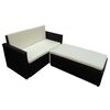 vidaXL 2 Piece Garden Lounge Set with Cushions Poly Rattan Black