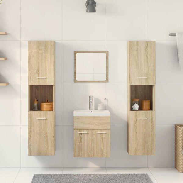 vidaXL 5 Piece Bathroom Furniture Set Sonoma Oak Engineered Wood