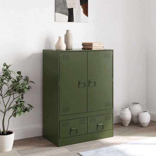 vidaXL Highboard Olive Green 67x39x95 cm Steel