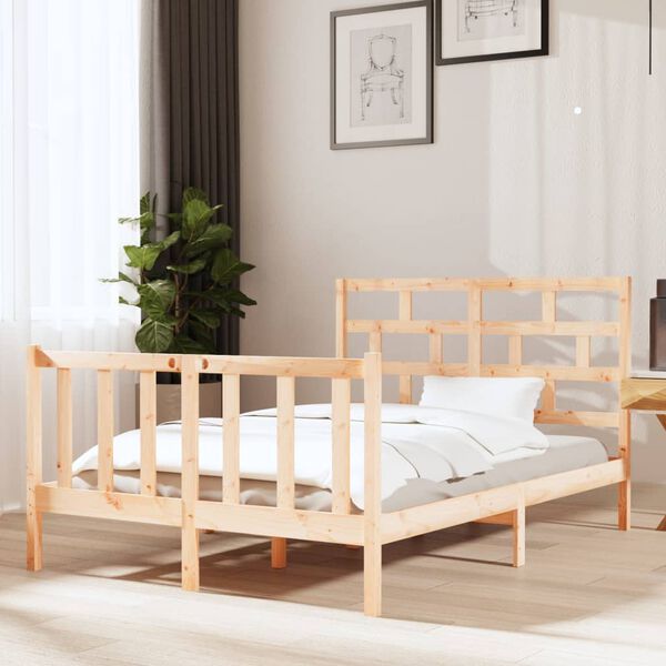 vidaXL Bed Frame without Mattress Solid Wood Pine Double