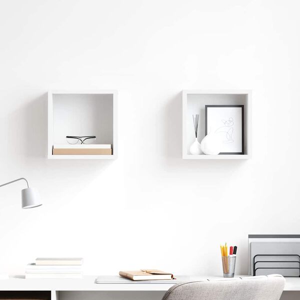 vidaXL Wall Cube Shelves 2 pcs White 26x15x26 cm
