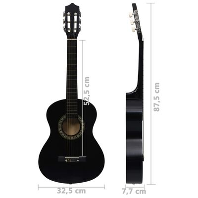 vidaXL Classical Guitar for Beginner and Kid with Bag Black 1/2 34"