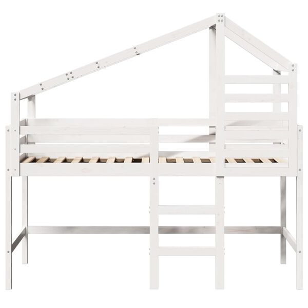 vidaXL Loft Bed with Ladder and Roof without Mattress White 80x200 cm