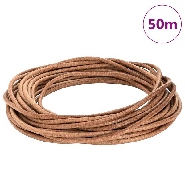 vidaXL Leather Cord Brown &Oslash;4 mm x 50 m Leather