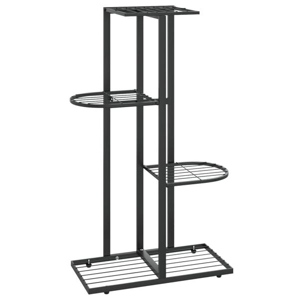 vidaXL 4-Floor Flower Stand 43x22x76 cm Black Metal