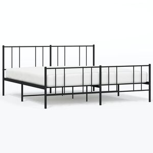 vidaXL Metal Bed Frame without Mattress with Footboard Black 180x200cm