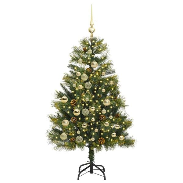 vidaXL Artificial Hinged Christmas Tree with Cones Green 120 cm