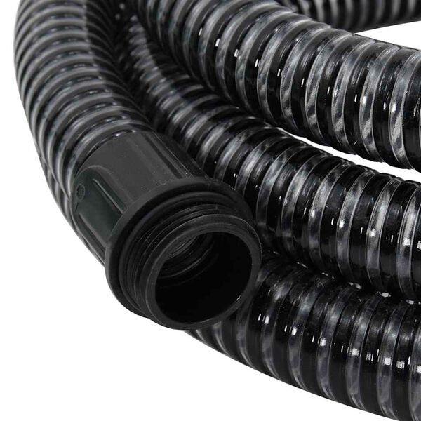 vidaXL Suction Hose with Brass Connectors Black 1.1" 5 m PVC