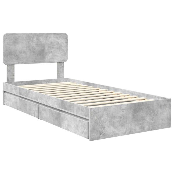 vidaXL Storage Bed Concrete Grey 75 x 190 cm Engineered Wood