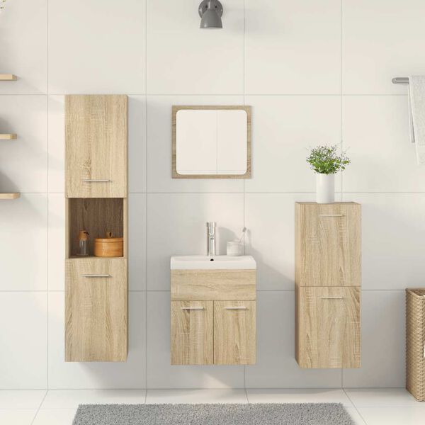 vidaXL 5 Piece Bathroom Furniture Set Sonoma Oak Engineered Wood