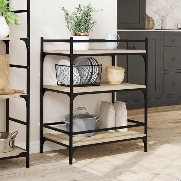 vidaXL Kitchen Trolley Sonoma Oak 65x40x86.5 cm Engineered Wood
