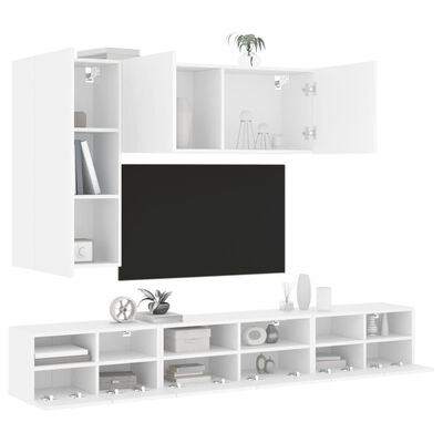 vidaXL 5 Piece TV Wall Cabinets White Engineered Wood