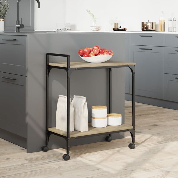 vidaXL Kitchen Trolley Sonoma Oak 60.5x31x72.5 cm Engineered Wood