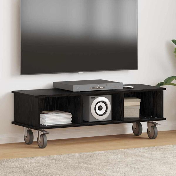 vidaXL TV Stand Black Oak 100 x 35 x 35 cm Engineered Wood