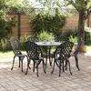 vidaXL Garden Dining Set 7 pcs Black 90 x 90 x 75 cm Cast Aluminium