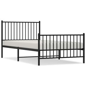 vidaXL Metal Bed Frame without Mattress with Footboard Black 100x200cm