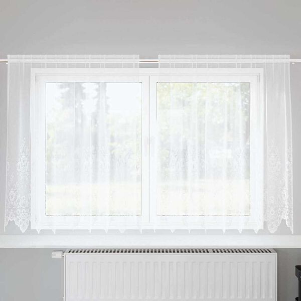 vidaXL Lace Curtain with Curtains Floral White 140 x 200 cm Polyester