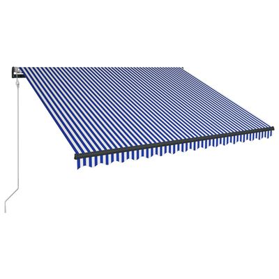 vidaXL Awning with Wind Sensor & LED 450x300 cm Blue and White