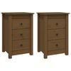 vidaXL Bedside Cabinet | Set of 2 | Honey brown | Solid pine wood | Standard