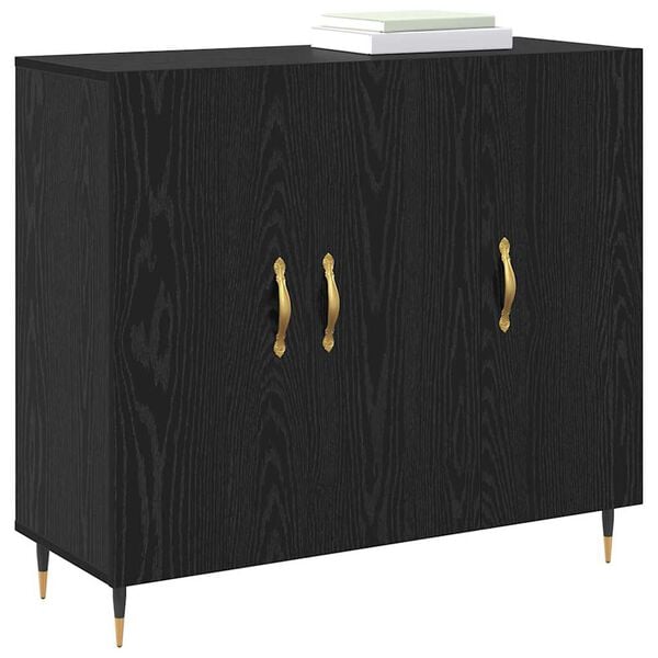 vidaXL Sideboard Black Oak 90 x 34 x 80 cm Engineered Wood