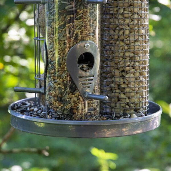 dobar 3-Chamber Bird Feeder Silver