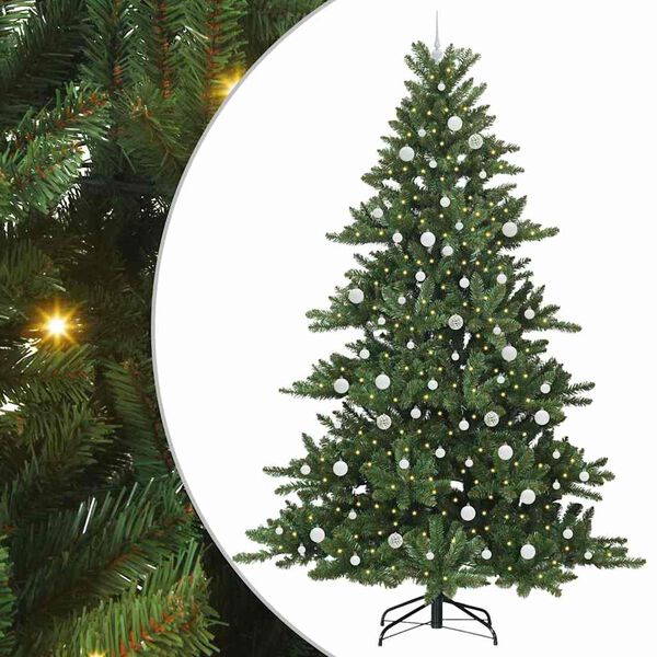 vidaXL Artificial Hinged Christmas Tree with 300 LEDs 240 cm PVC