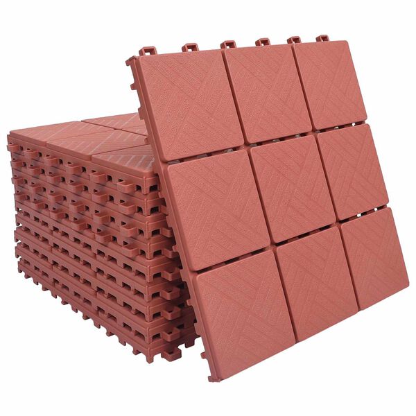 vidaXL Decking Tile 10 pcs Red 30.5 x 30.5 x 2.2 cm Polypropylene