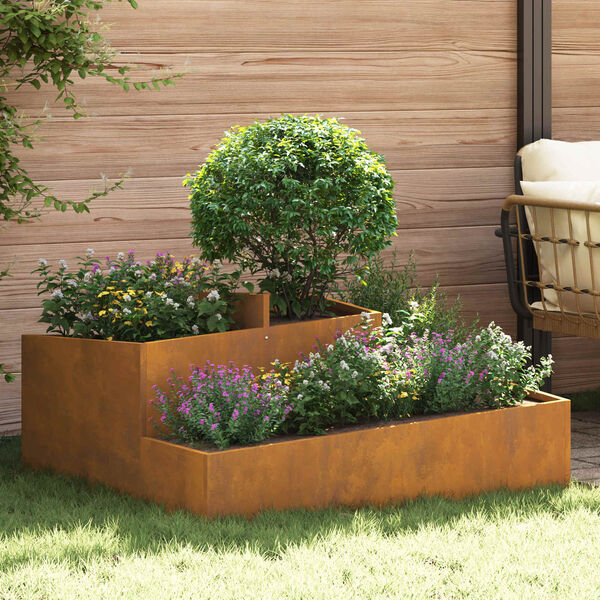 vidaXL Garden Planter Brown 100 x 100 x 50 cm Weather Steel