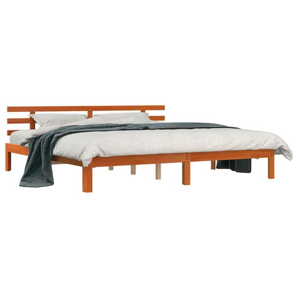 vidaXL Bed Frame Wax Brown 203.5 x 205.5 x 69.5 cm Solid Wood Pine