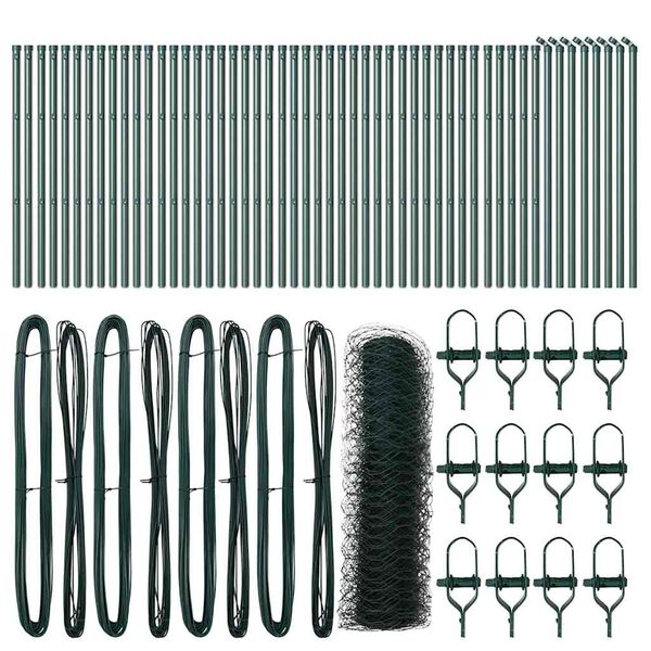 vidaXL Fence Post Green 100 x 0.5 m (50 mm mesh) Steel and PVC