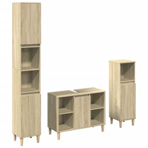 vidaXL 3 Piece Bathroom Furniture Set Sonoma Oak Engineered Wood