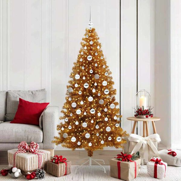 vidaXL Christmas Tree with 300 LEDs with Stand Gold 180 cm PET