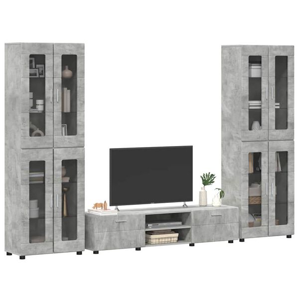 vidaXL TV Cabinet Set with Drawer FLORIN Concrete Grey Engineered Wood